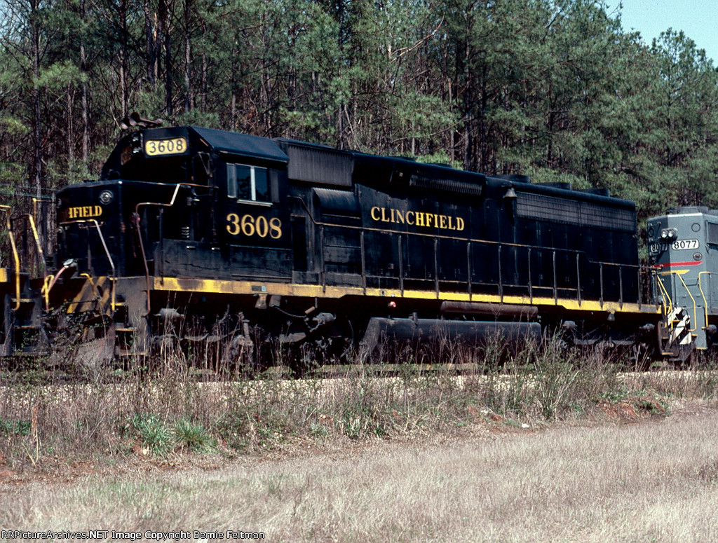 Clinchfield Railroad SD45-2 #3608, passing the holdout signal for Manchester Yard,  